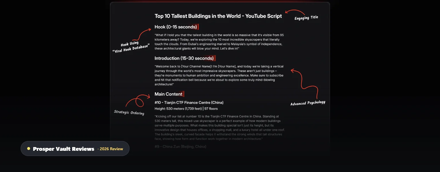 TubeMagic review - example AI-generated YouTube script from the TubeMagic dashboard