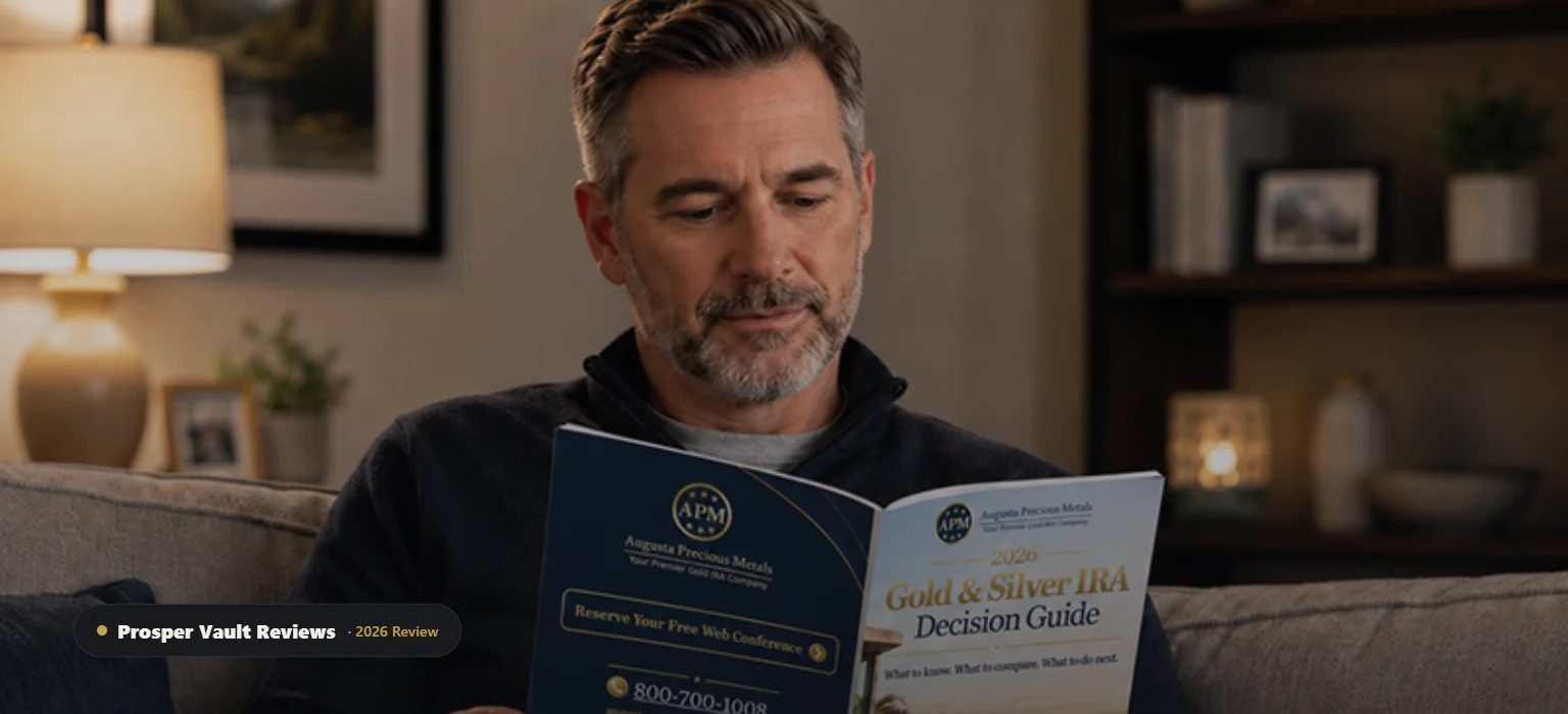 Man reading a Gold and Silver IRA info kit while considering a 401k rollover