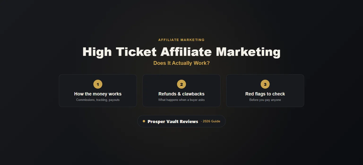 high ticket affiliate marketing guide cover: how the money works, refunds and clawbacks, red flags
