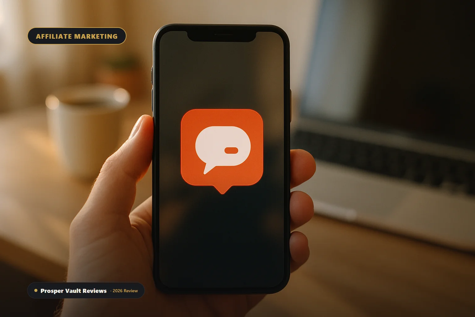 affiliate marketing without showing your face - phone with DM notification bubble