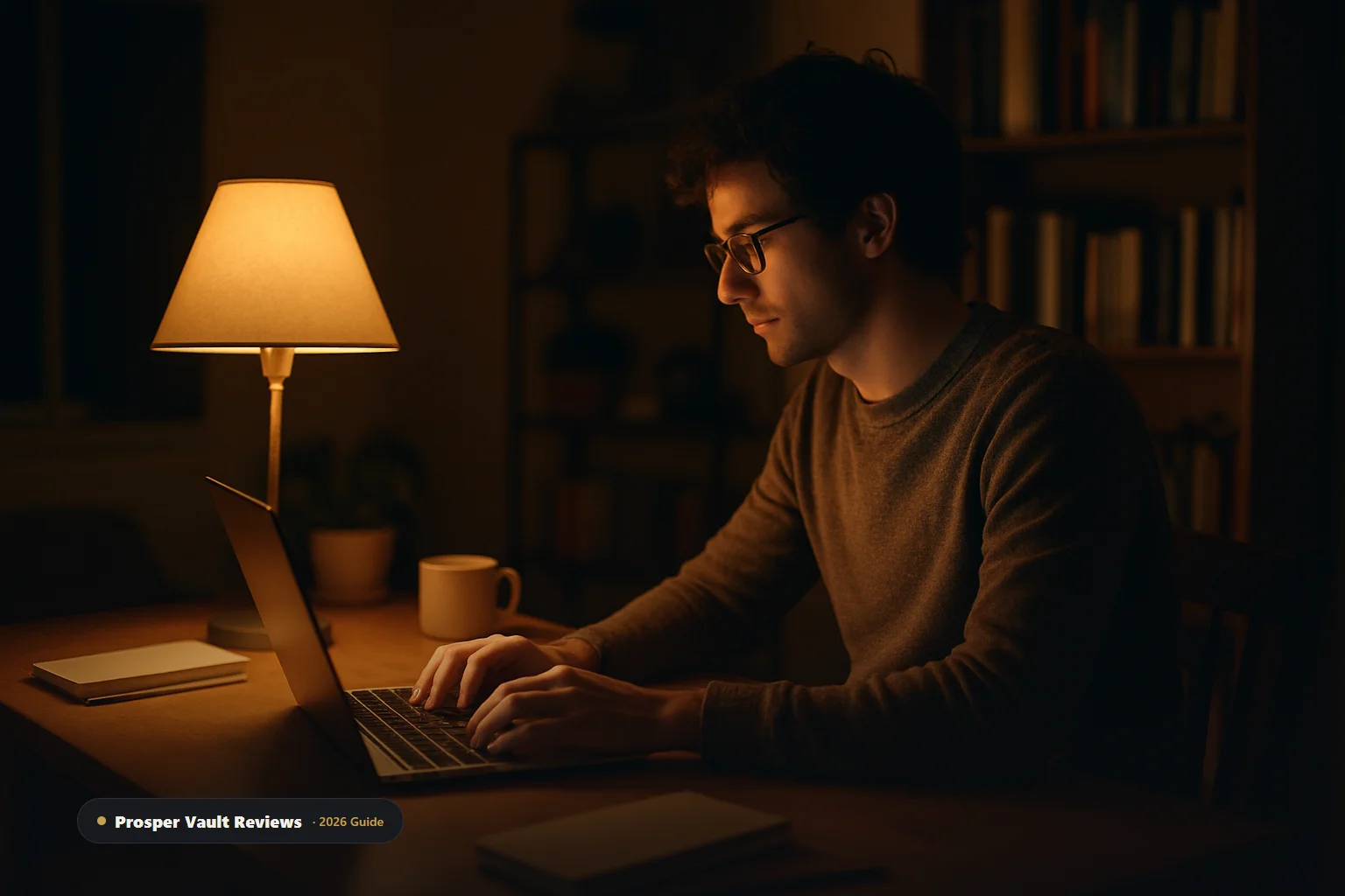Person working late at night on a side hustle